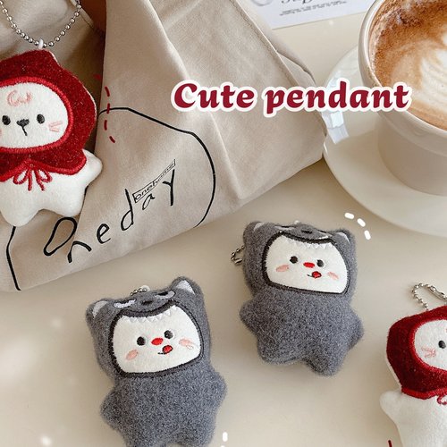 创意卡通小红帽与大灰狼主题公仔挂件可爱毛绒情侣玩偶包包挂饰