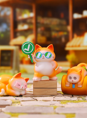 卡通打工橘猫生存实录盲盒潮流手办创意桌面摆件生日礼物家居装饰