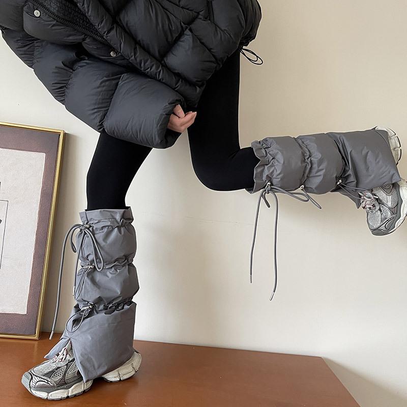 冬季保暖格雷系羽绒棉抽绳