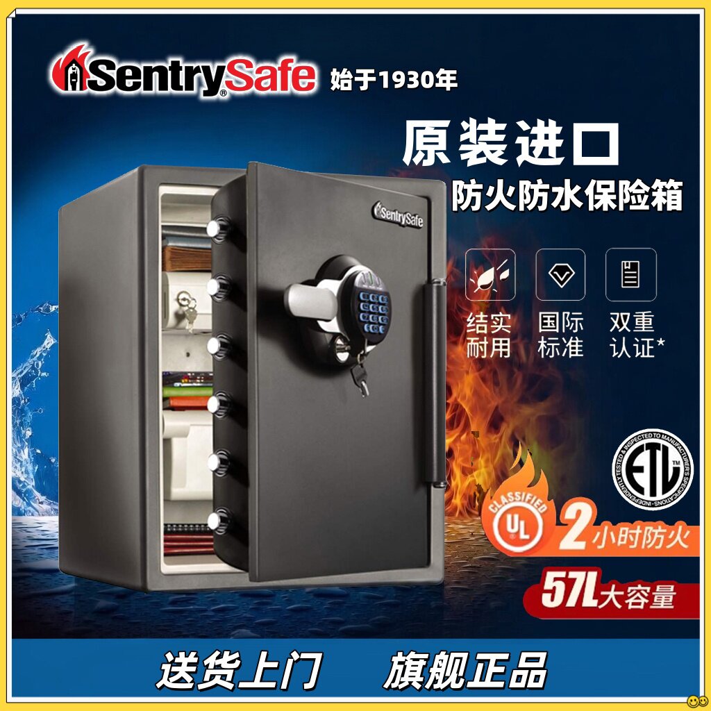 家用办公用SentrySafe美国2小时强力防火防水进口保险箱保险柜