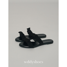 wddyshoes 手工鞋 经典双蝴蝶结双绑带麂皮可爱休闲外出拖鞋凉鞋