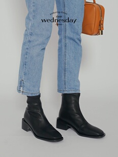 wddyshoes 手工鞋 升级回归加绒方根靴法式方头冬中跟短靴及踝靴