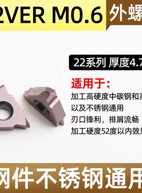 40度蜗杆旋风铣刀片22VER M1.5立装外螺纹数控刀杆SER2020K16-V