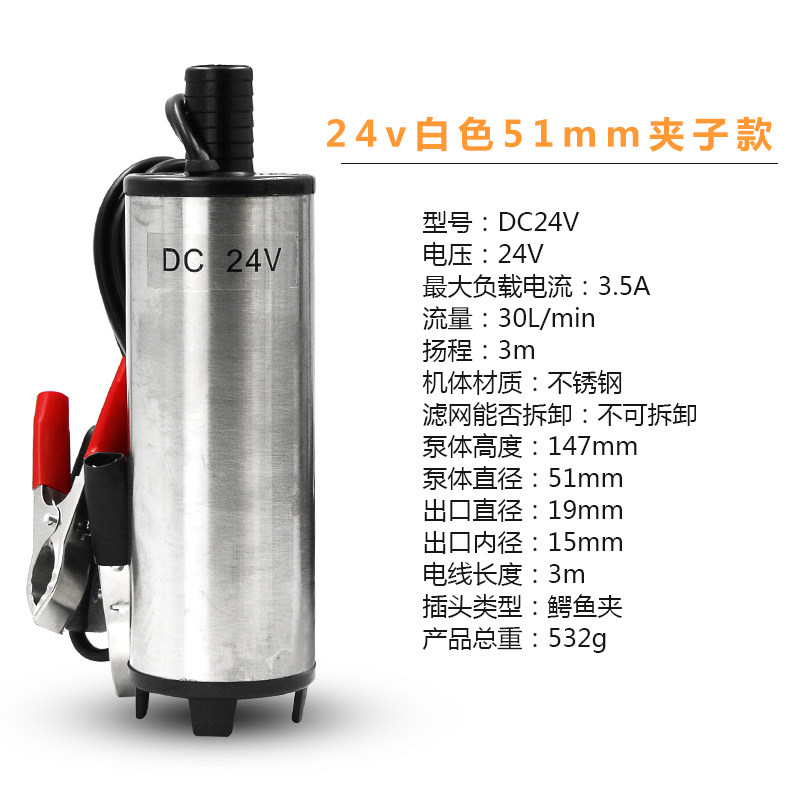 车载抽油泵 12V抽油器电动抽水泵 柴油24V直流加油机小型潜水油泵