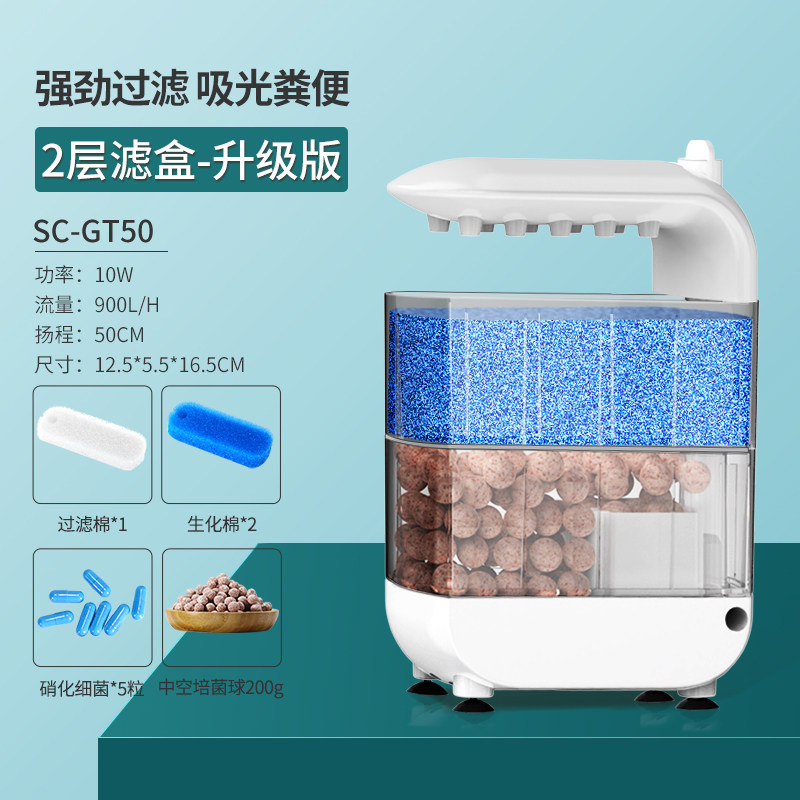 乌龟低水位过滤器龟缸吸粪三合一净水循环除便滴流滤水盒净化水质