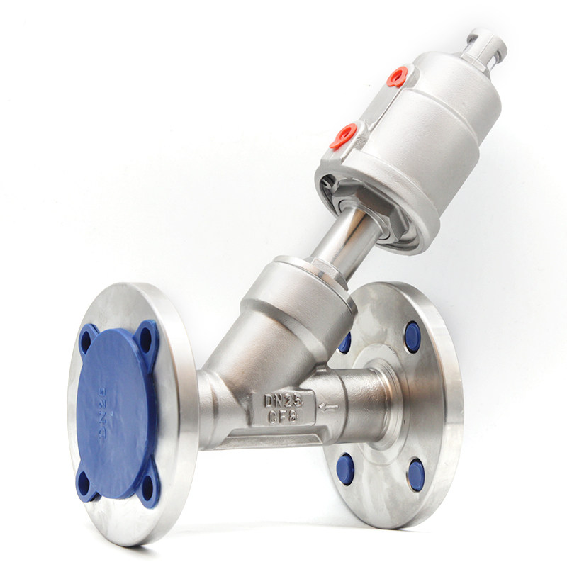 304不锈钢法兰气动角座阀蒸汽耐高温法兰角座阀气动阀门Y型切断阀