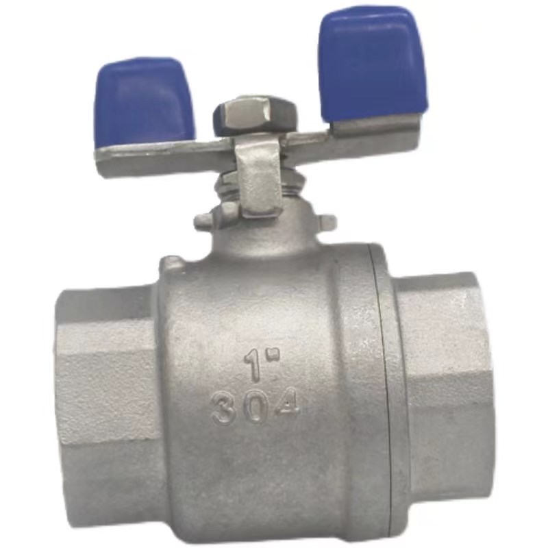 304不锈钢一片式球阀蝴蝶柄阀门开关二片式内外丝球阀蝶形手柄1寸