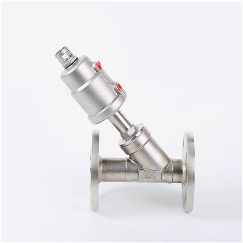 不锈钢气动角座阀Y法兰角座阀常开常闭气动截止阀高温蒸汽灭菌柜