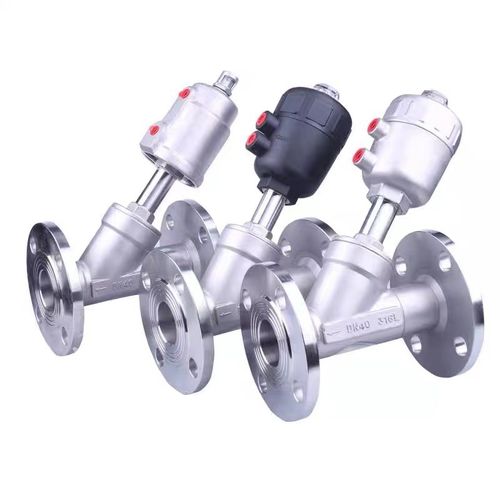 304不锈钢Y型气动法兰角座阀塑料头不锈钢头高温蒸汽角座阀切断阀