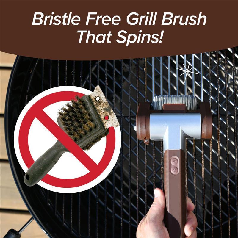 跨境新品电动不锈钢滚轮烧烤架清洁器刷Bristle-Free Grill Brush图片