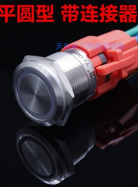 一佳YJ-GQ19B红绿蓝色12V24V220V带灯19mm不锈钢防水金属按钮开关