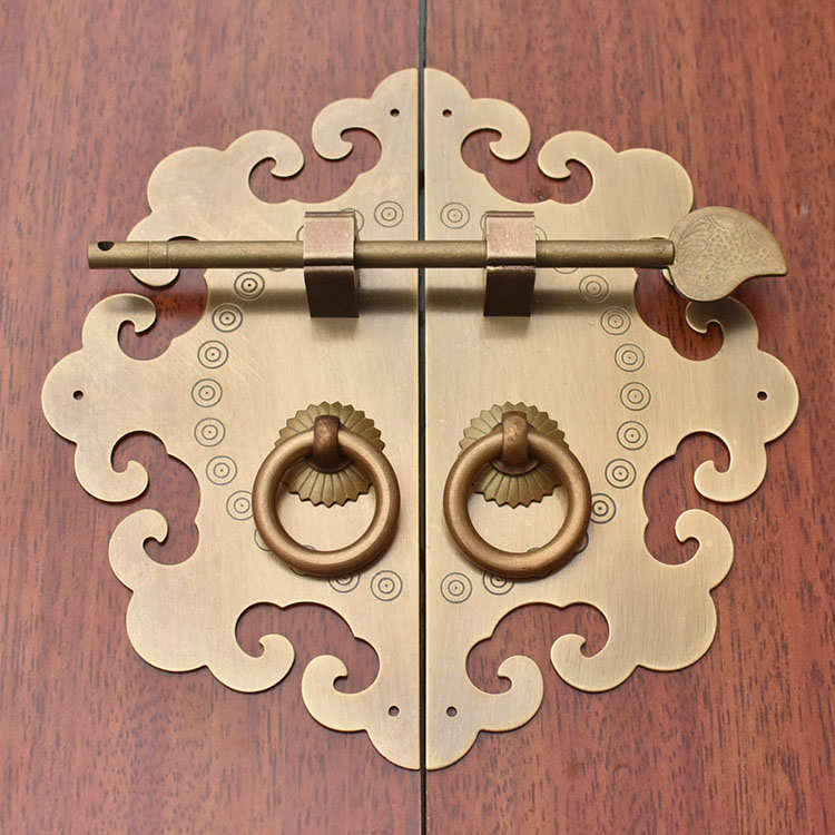 中式仿古纯铜花圆光拉手书柜衣柜橱柜门圆形拉环把手家具五金配件