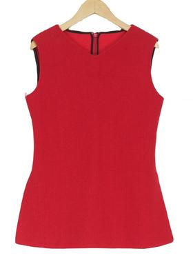 卡利亚里品牌撤柜折扣高端时尚气质百搭红色毛衣背心A44-M0217