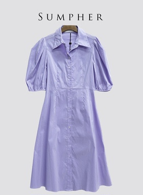 【广州杰哥Jack】Sumpher卓家专柜时尚高端气质紫色连衣裙-3090