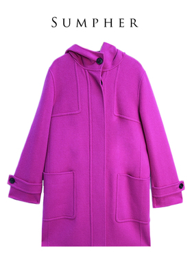 卡利亚里品牌撤柜折扣高端时尚气质百搭紫色大衣A44-0014