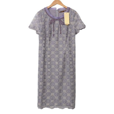 睐牌精选品牌女装高端休闲时尚气质百搭女紫色连衣裙睐A2-15122