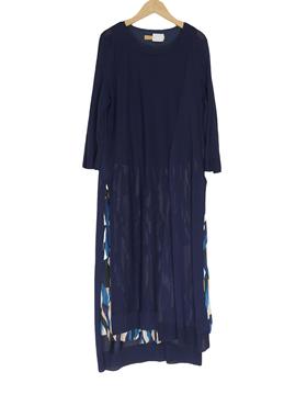 睐牌精选品牌女装高端休闲时尚气质百搭女蓝花色连衣裙睐A3-19239