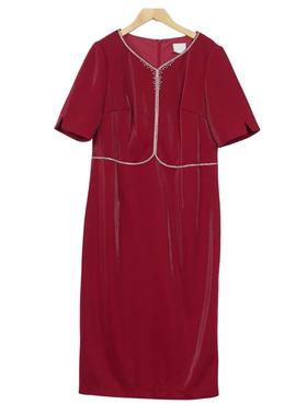 【六礼】精选品牌女装高端时尚气质百搭红色连衣裙A2-17296