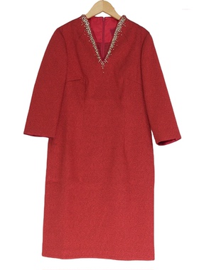 【六礼】A3品牌折扣女装新款洋气通勤百搭女红色连衣裙-17313