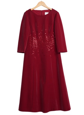 【六礼】A3品牌折扣女装高端洋气百搭气质通勤红色连衣裙-17353