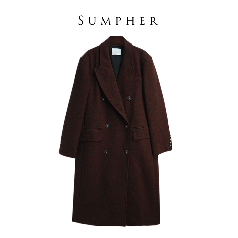 AM品牌冬折扣时尚百搭高端气质中长款百搭枣红大衣-10810