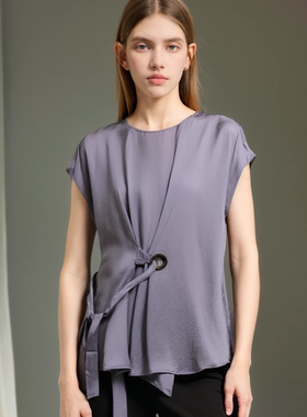 睐牌精选品牌女装高端休闲时尚气质百搭女紫色上衣睐A2-18656