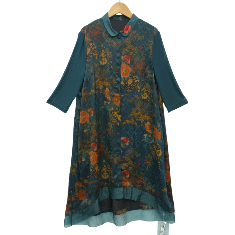 【遇见天XYS】精选新款高端国风绿花色连衣裙-10062B-2