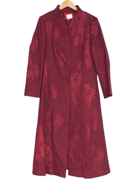 【六礼】A3品牌折扣女装高端洋气百搭气质通勤酒红色风衣-22023