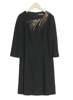 慕天姿精选品牌女装高端时尚气质百搭黑色连衣裙慕天姿A4-15056