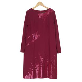 15073 气质百搭酒红色连衣裙慕天姿A4 慕天姿精选品牌女装 高端时尚