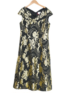 【六礼】A2品牌折扣女装高端洋气百搭气质通勤金色连衣裙-17112