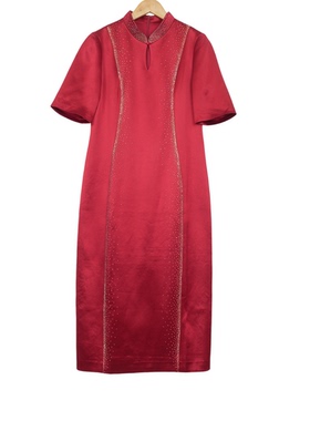 【六礼】A3折扣女装新款洋气通勤百搭酒红女士连衣裙-17859