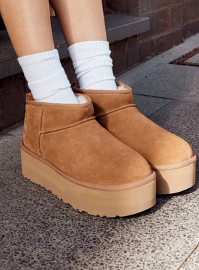 UGG雪地靴秋冬女鞋时尚经典纯色厚底保暖休闲加绒短筒靴子1135092