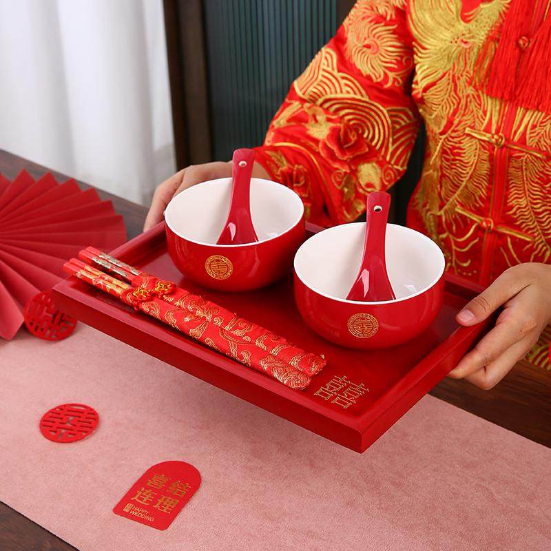结婚喜碗一对勺筷子中式红色婚庆用品新娘陪嫁改口敬茶杯托盘套装,节庆用品/礼品,喜碗/敬茶杯,淘宝优惠券,粉丝福利购,淘宝优惠卷