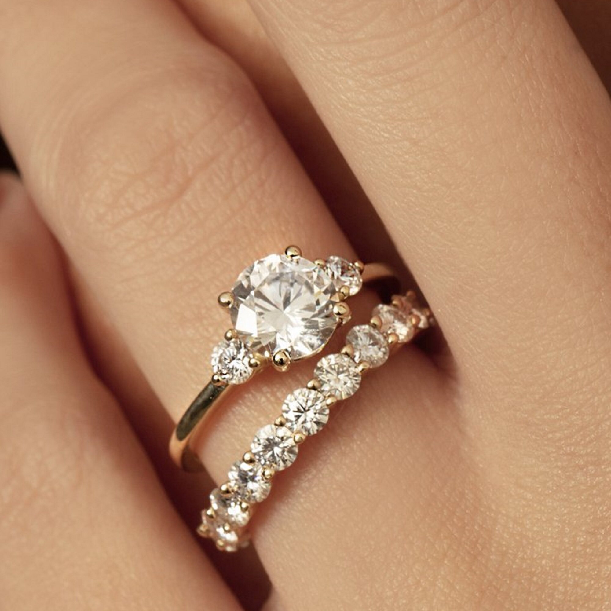 causyou四爪莫桑石钻戒定制14k18k金高级感订培育钻人工钻石戒指