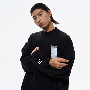 内搭简约百搭宽松休闲无帽长袖 纯色圆领秋冬季 罚单卫衣 WAVYBOY