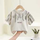 儿童短袖 T恤速干洋气时髦纯色运动亲子男女小孩上衣半袖 夏季 新款