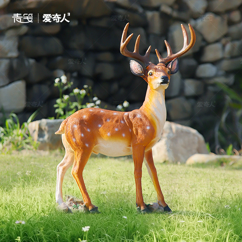 仿真梅花鹿雕塑摆件户外庭院装饰品动物造型工艺品