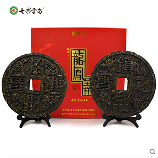 七彩云南普洱茶生茶龙凤呈祥招财进宝工艺饼生普洱茶礼盒装 2000g