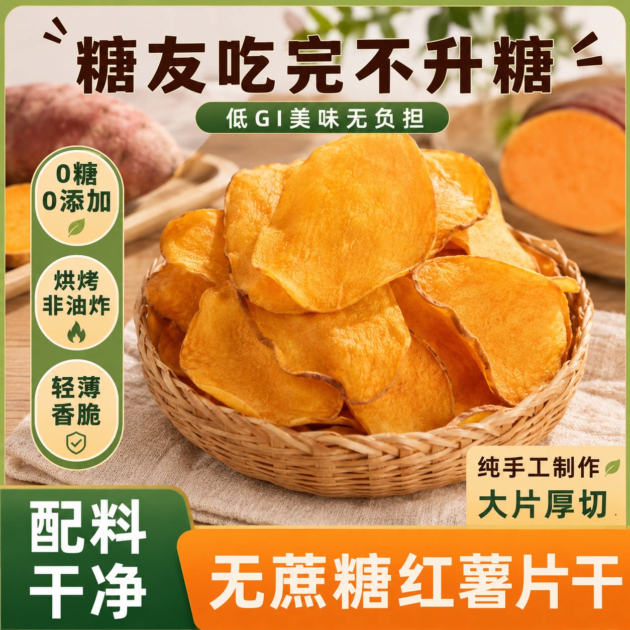 高品质香脆地瓜片官方旗舰店烤红薯片芝香酥脆番薯干农家自制碳烤