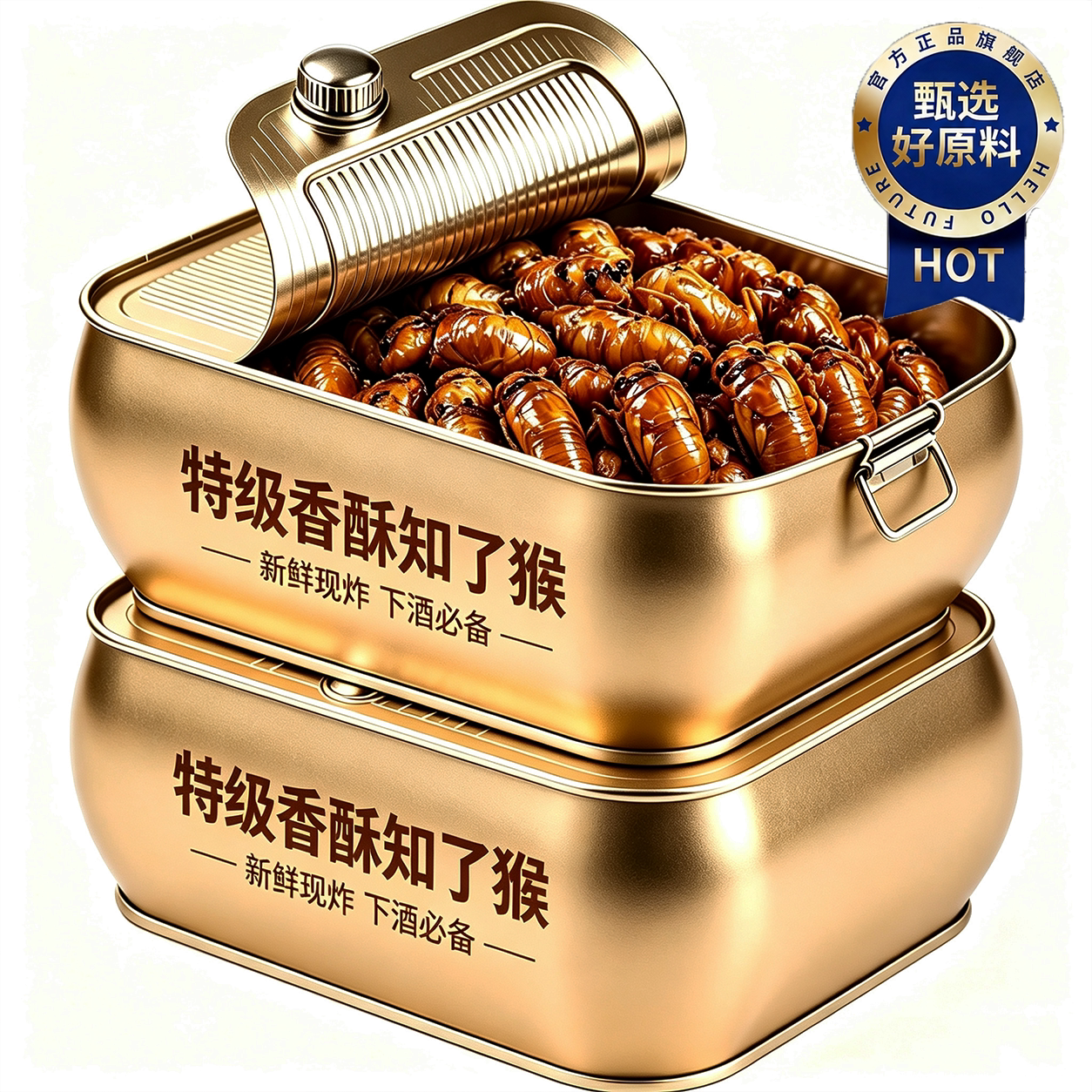 知了猴金蝉新鲜油炸山东特产开袋即食唐僧肉高蛋白昆虫零食下酒菜