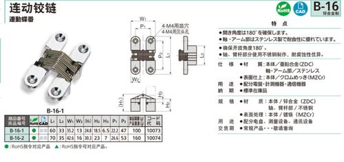 合页B-16-1  B-16-2 替换米思米 泷源 连动铰链 TAKIGEN
