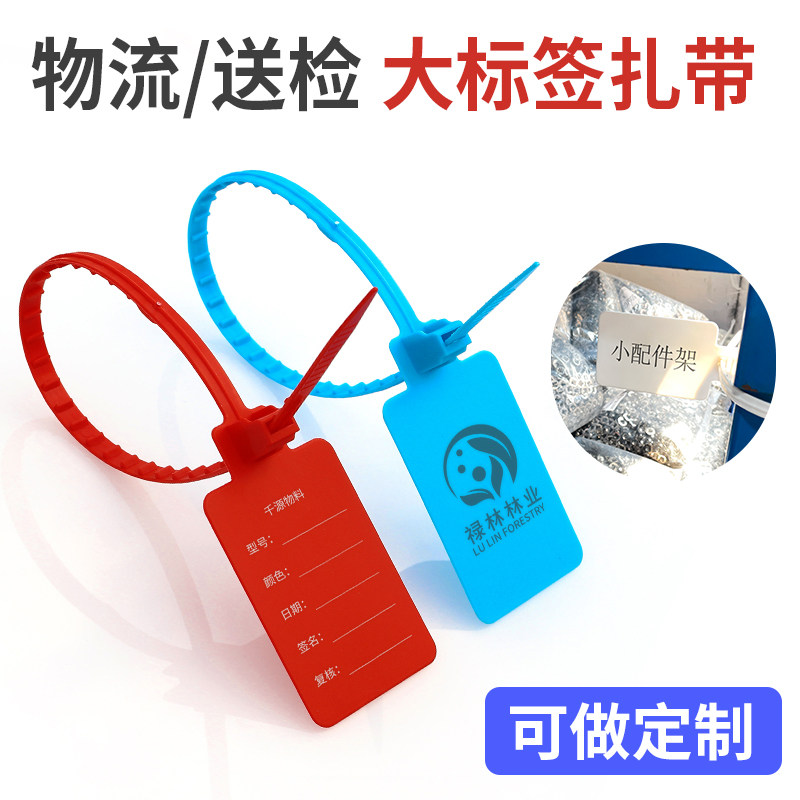 一次性塑料封条记号标签电缆标识防拆扣物流挂签分类大标签牌扎带