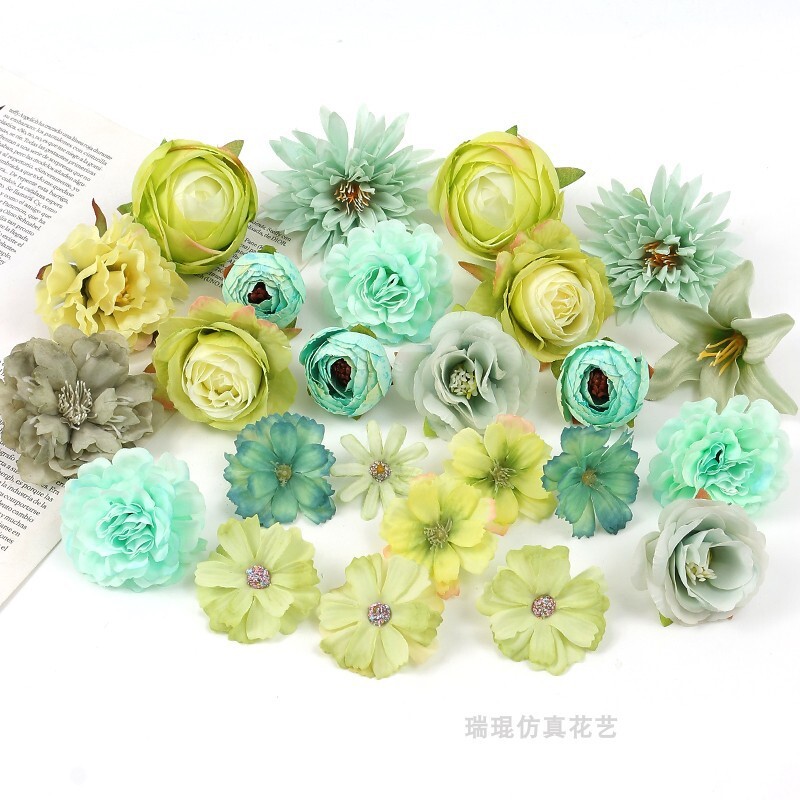 绿色系花朵diy材料森系辅料DIY手工花片服装制作头饰丝带小雏菊