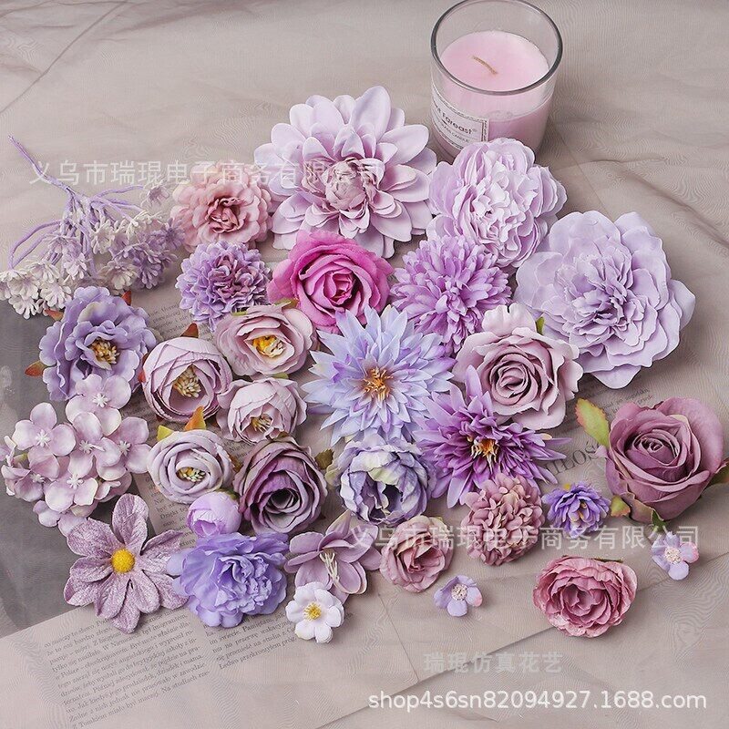紫色系花朵diy材料大丽菊花边手工diy服装头饰花店小花服饰仿真