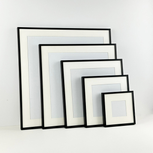 80留白卡纸框架 黑色方形相框挂墙窄边画框装 裱20