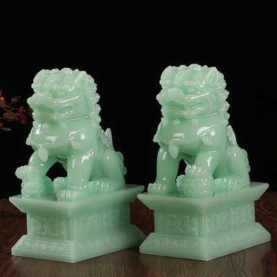玉石狮子一对北京狮门口镇宅