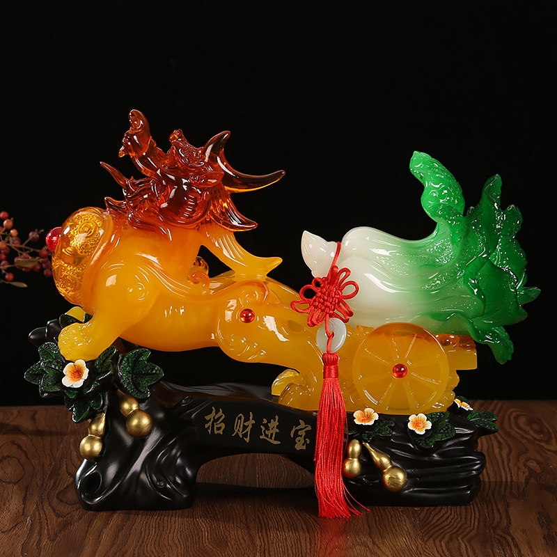 玉白菜貔貅摆件办公室开业礼品
