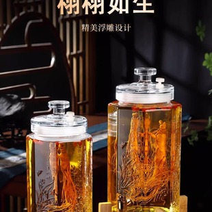 八角梅兰竹菊泡酒瓶无铅加厚药材酒水果酒不漏酒不漏气可以带龙头