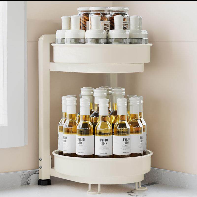 盒虎优选厨房360度旋转调料置物架台面不锈钢双层调味料收纳层架